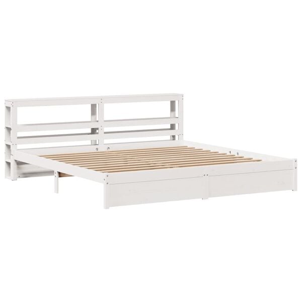 vidaXL Bed Frame with Headboard without Mattress White 180x200 cm Super King