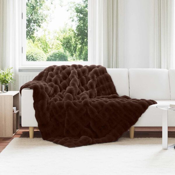 vidaXL Faux Rabbit Fur Blanket 4 pcs Camel 150 x 220 cm Polyester