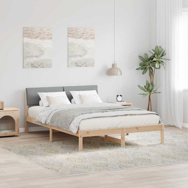 vidaXL Bed frame Brown and light grey 140 x 200 cm Solid pine wood
