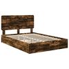 vidaXL Storage Bed with Drawer Smoked Oak 160 x 200 cm Engineered Wood