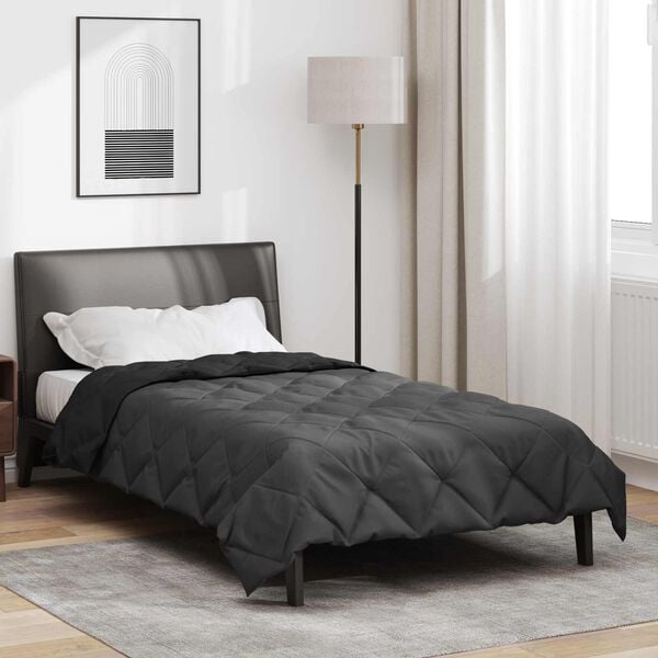 vidaXL Full Year Duvet Black and Anthracite 200 x 140 cm Microfiber