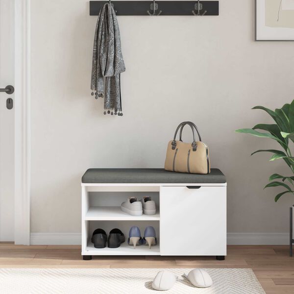 vidaXL Hall Bench with Cushion Plain White 80 x 38 x 46 cm