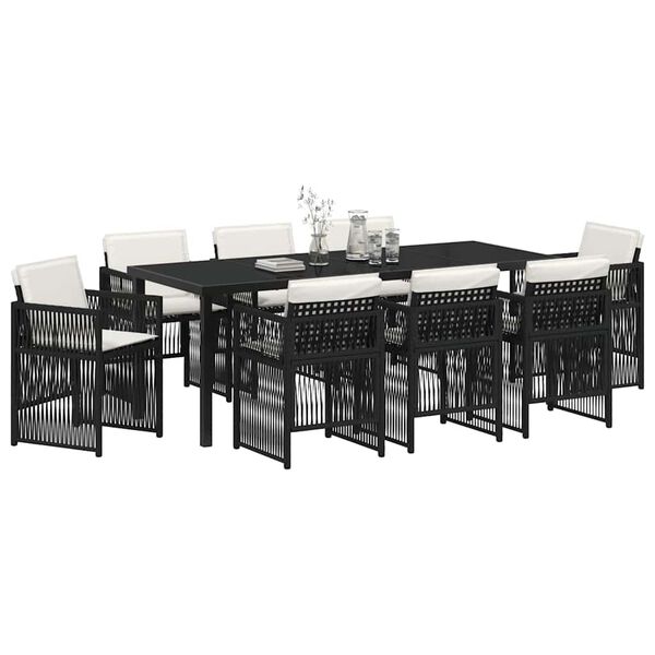 vidaXL Garden Dining Set 9 pcs Black Powder-Coated Steel