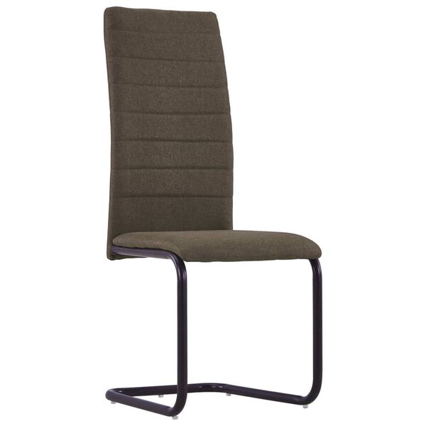 vidaXL Cantilever Dining Chairs 2 pcs Brown Fabric
