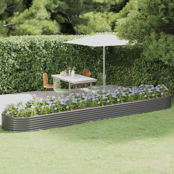 vidaXL Garden Raised Bed Galvanised Steel 507x100x36 cm Grey