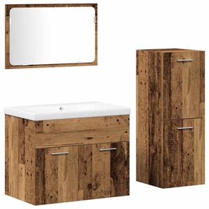 vidaXL Bathroom Furniture Set Wall-mounted 4 pcs Brown Engineered Wood
