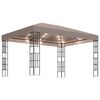 vidaXL Gazebo with LED String Lights 4x3 m Taupe