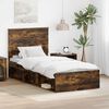 vidaXL Bed Frame with Headboard Smoked Oak 75 x 190 cm Solid Pine Wood