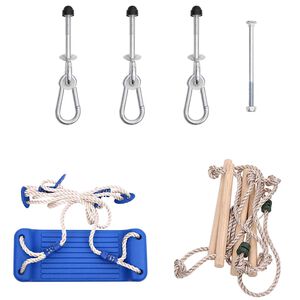 vidaXL Swing Seat with Rope Ladder Blue 37x15 cm PE