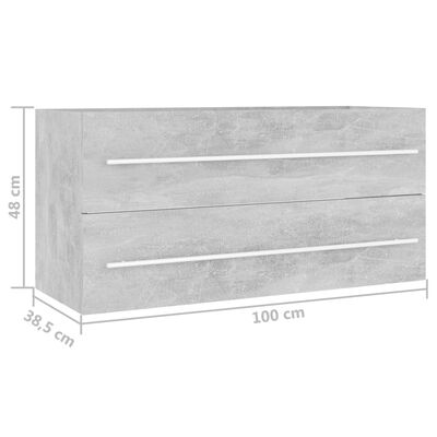 vidaXL Sink Cabinet Concrete Grey 100x38.5x48 cm Engineered Wood