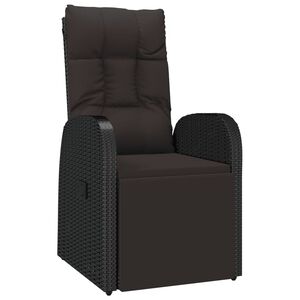 vidaXL Reclining Garden Chair with Cushions Black Poly Rattan