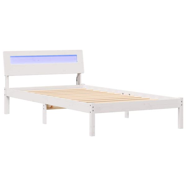 vidaXL Bed Frame with Headboard White 90 x 200 cm Solid Pine Wood