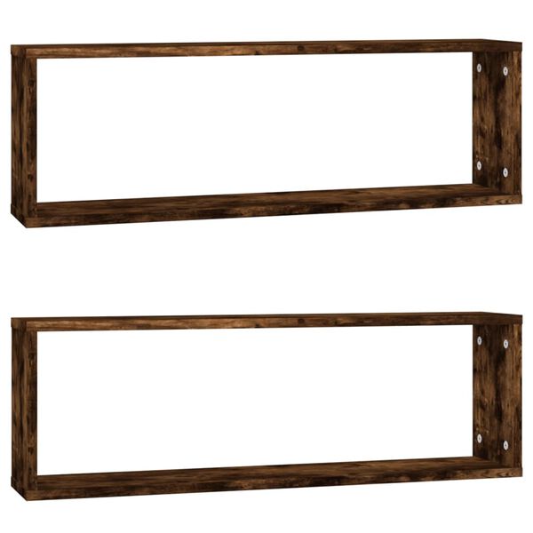 vidaXL Wall Cube Shelves 2 pcs Smoked Oak 80x15x26.5 cm Engineered Wood