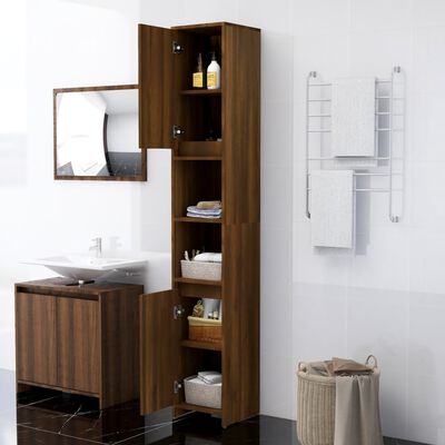 vidaXL Bathroom Cabinet Brown Oak 30x30x183.5 cm Engineered Wood