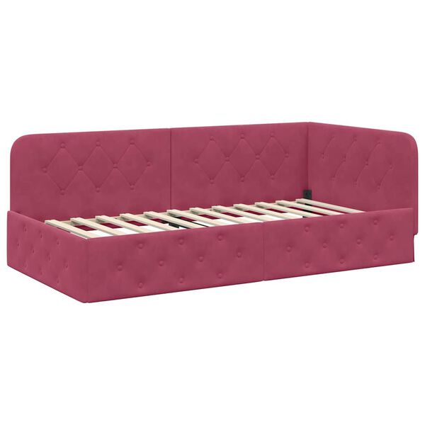 vidaXL Corner Bed Frame with Headboard Wine Red 100 x 200 cm Velvet