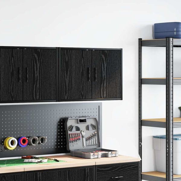 vidaXL Garage Wall Cabinet Black Engineered Wood