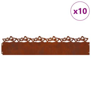 vidaXL Lawn Edgings 10 pcs Rusty 103 x 0.05 x 22 cm Weathering Steel