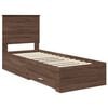 vidaXL Bed Frame Brown Oak and Silver 70 x 190 cm Engineered Wood
