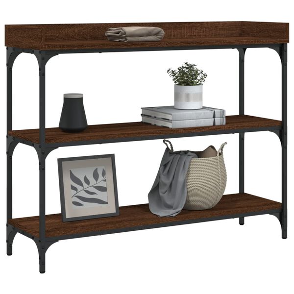 vidaXL Console Table with Shelves Brown Oak 100x30x80 cm