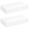 White MDF Floating Wall Display Shelf 1 Drawer Book/DVD Storage