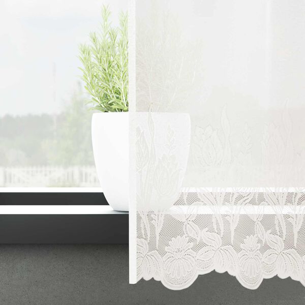 vidaXL Lace Curtain with Curtains Floral White 280 x 600 cm Polyester