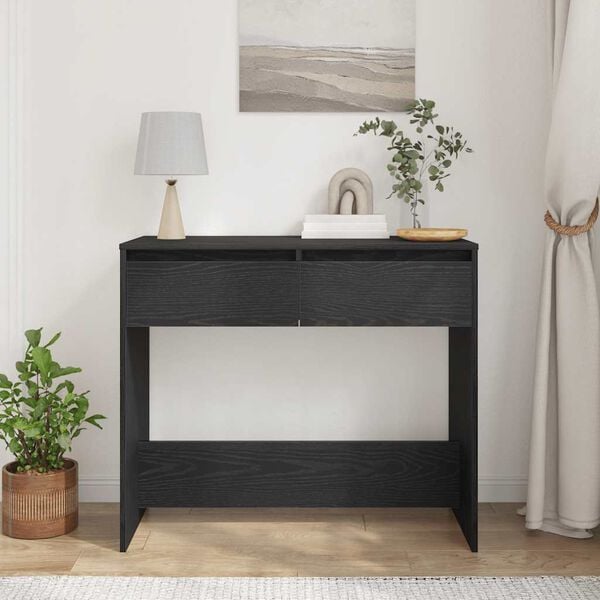 vidaXL Console Table Black Oak 89x41x76.5 cm Engineered Wood