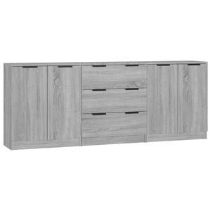 vidaXL 3 Piece Sideboards Grey Sonama Engineered Wood