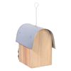 dobar Bird Nesting Box "Amber" with Zinc Rounded Roof Natural and Silver