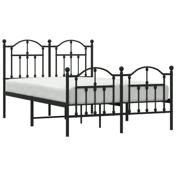 vidaXL Metal Bed Frame without Mattress with Footboard Black 120x190cm