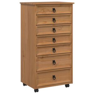 vidaXL Rolling Cabinet with Drawers CORONA Honey Brown