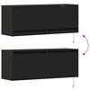 vidaXL TV Wall Cabinet with LED Lights Black 100x31x35 cm