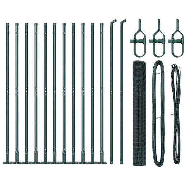 vidaXL Fence Post Green 25 x 0.8 m (12 x 12 mm mesh) Steel and PVC