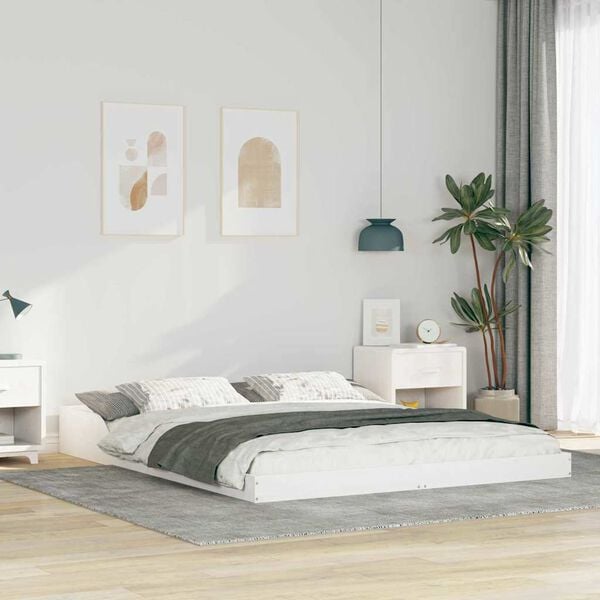 vidaXL Bed Frame White 160 x 210 cm Solid Pine Wood