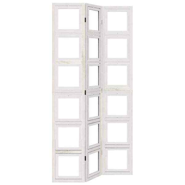 vidaXL Room Divider 3 Panels White Solid Wood Paulownia