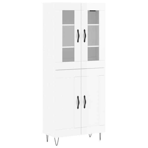 vidaXL Highboard High Gloss White 69.5x34x180 cm Engineered Wood