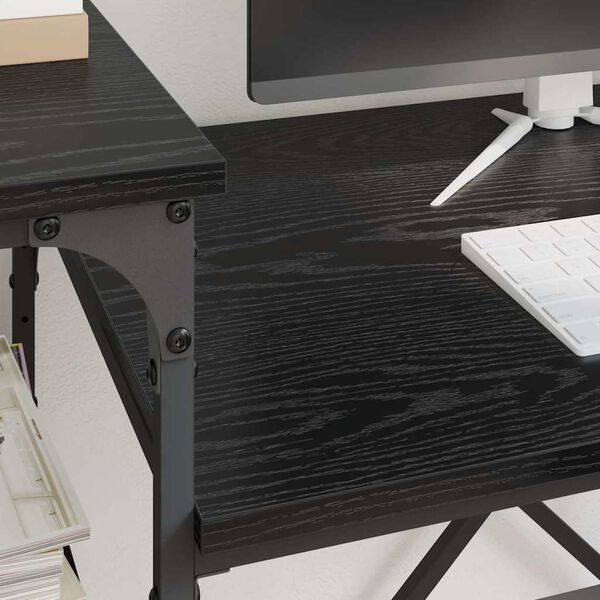 vidaXL Desk Black Oak 135 x 50 x 90 cm Engineered Wood