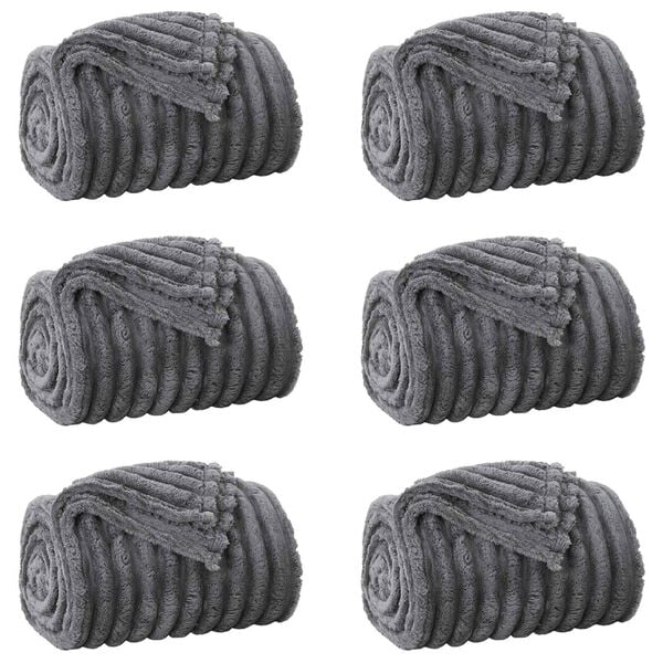 vidaXL Throw Blankets 6 pcs Dark Grey 240 x 220 cm Fleece