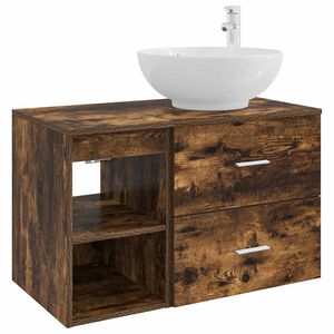 vidaXL Bathroom Furniture Set 2 pcs Smoked Oak Engineered Wood