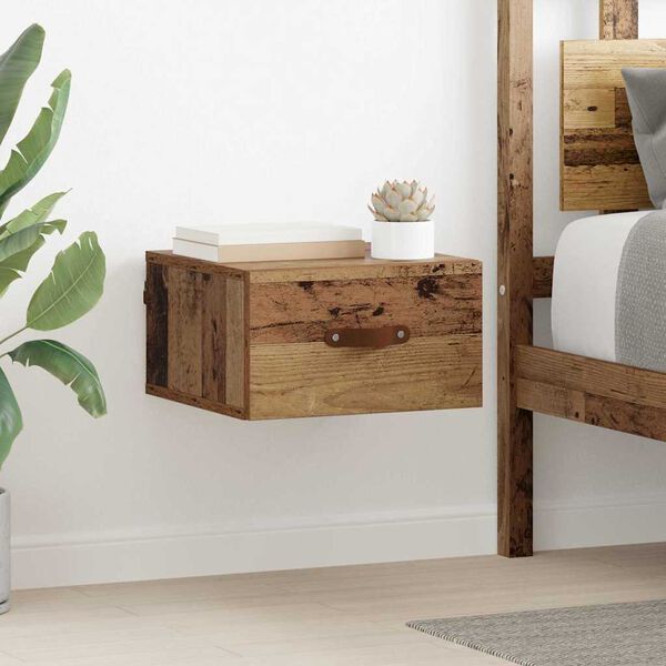 vidaXL Wall-mounted Bedside Cabinet Old Wood 35 x 35 x 20 cm