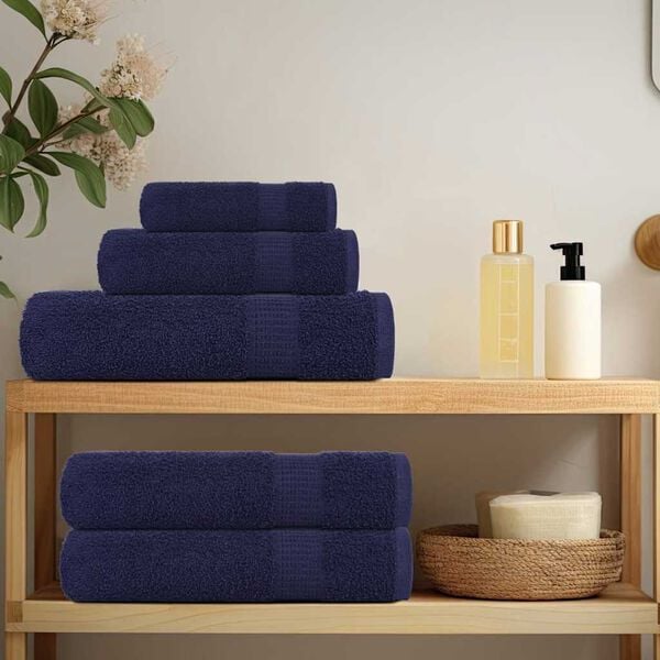 vidaXL 12 Piece Towel Set "FROGN" Navy Blue 360 gsm