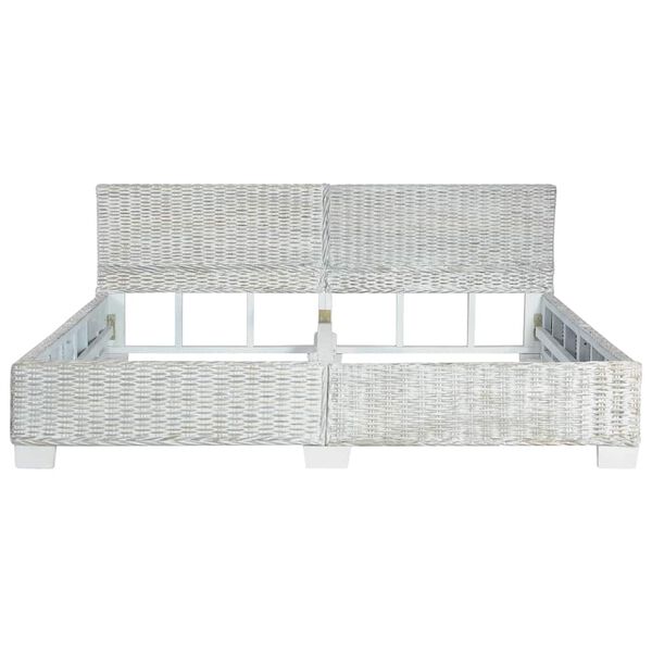 vidaXL Bed Frame without Mattress Grey Natural Rattan 180x200 cm Super King
