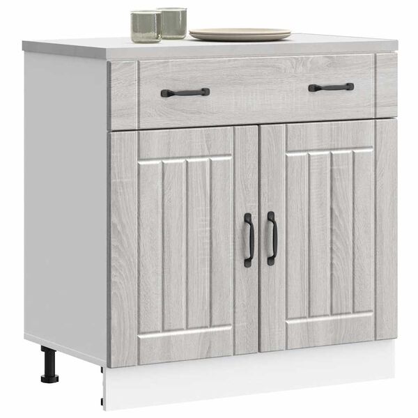 vidaXL Kitchen Base Cabinet Lucca Grey Sonoma Engineered Wood