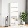 vidaXL Shoe Cabinet with Mirror 5-Layer High Gloss White 63x17x169.5 cm