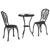 vidaXL Garden Bistro Set 3 pcs Black Aluminium