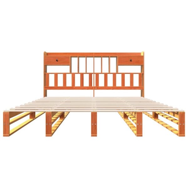 vidaXL Bookcase Bed without Mattress Wax Brown 200x200 cm Solid Wood Pine