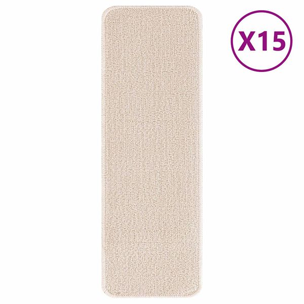 vidaXL Anti-slip Stair Mats Latex backing 15 pcs Cream 60 x 25 cm PP