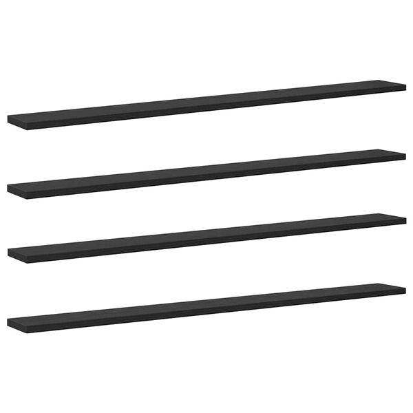 vidaXL Bookshelf Board 4 pcs Black 100 x 10 x 1.5 cm Engineered Wood