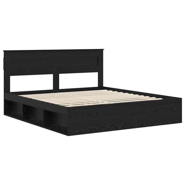 vidaXL Bed Frame with Mattress Black 200 x 200 cm Solid Pine Wood