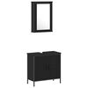 vidaXL Bathroom Furniture Set with Shelf 3 pcs Black Engineered wood