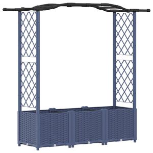 vidaXL Raised Bed with Trellis and Roof Grey 164 x 40 x 138 cm PP